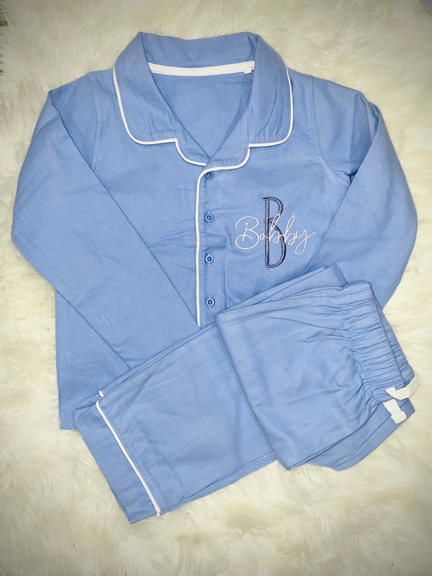 Embroidered Blue Classic Pjs