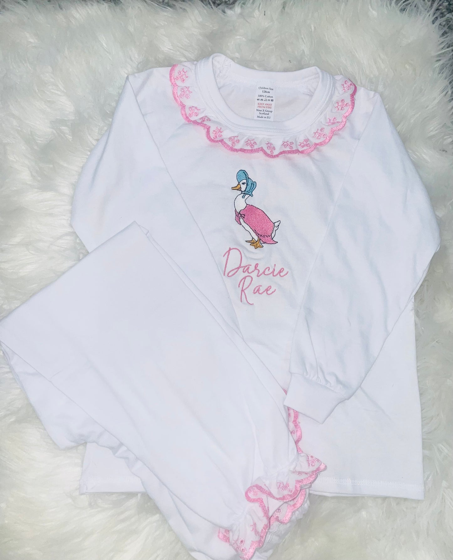 Embroidered Frilly Easter Pjs