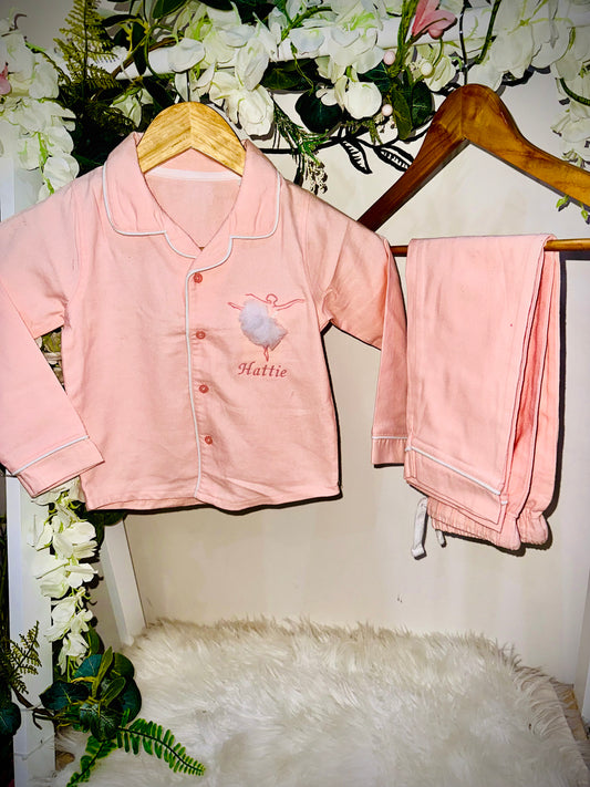 Embroidered pink classic pjs