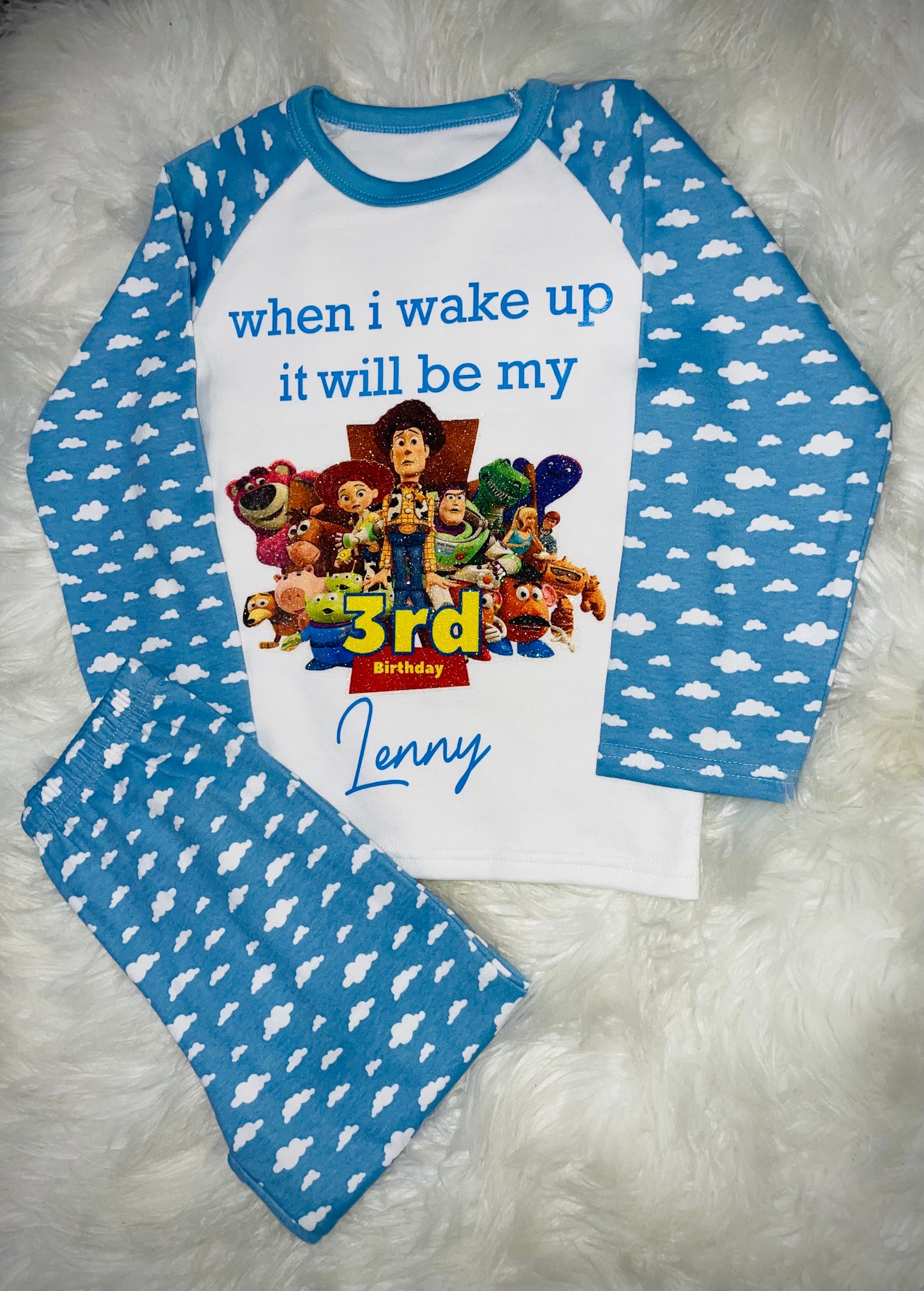 Blue Cloud Birthday Pjs